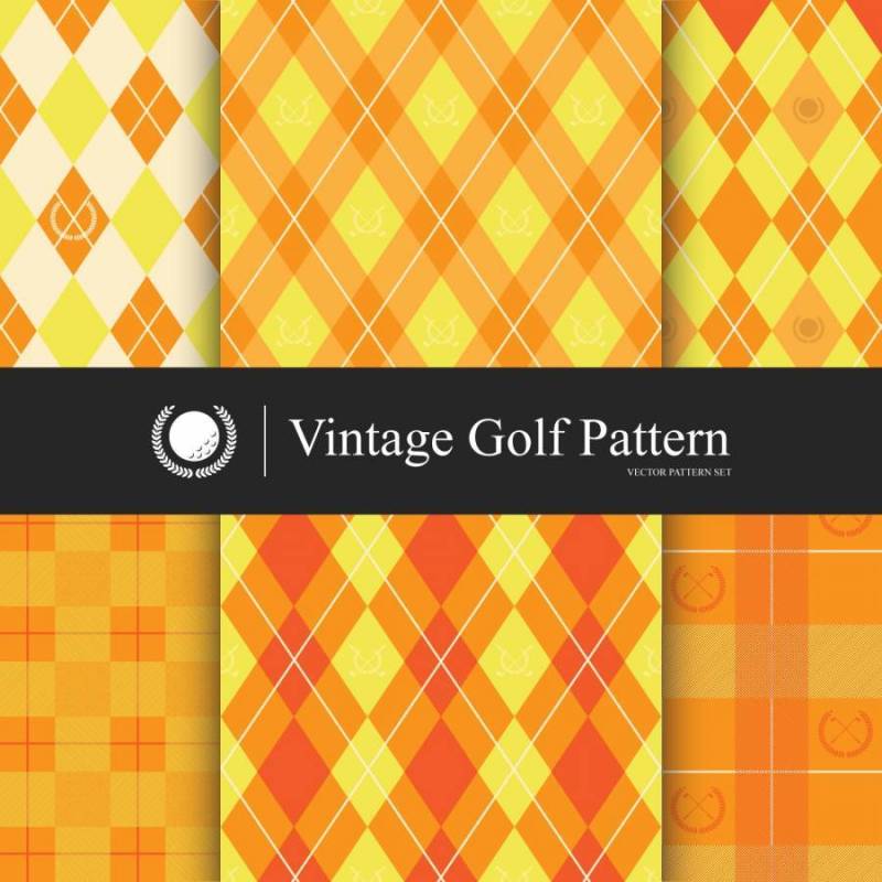 老式的高尔夫模式集，橙色的颜色