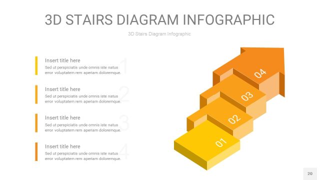 渐变黄色3D阶梯PPT图表20