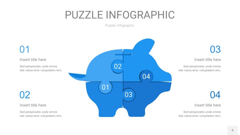天蓝色拼图PPT图表5