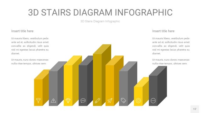 灰黄色3D阶梯PPT图表17