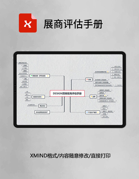 思维导图简约展商评估手册XMind模板