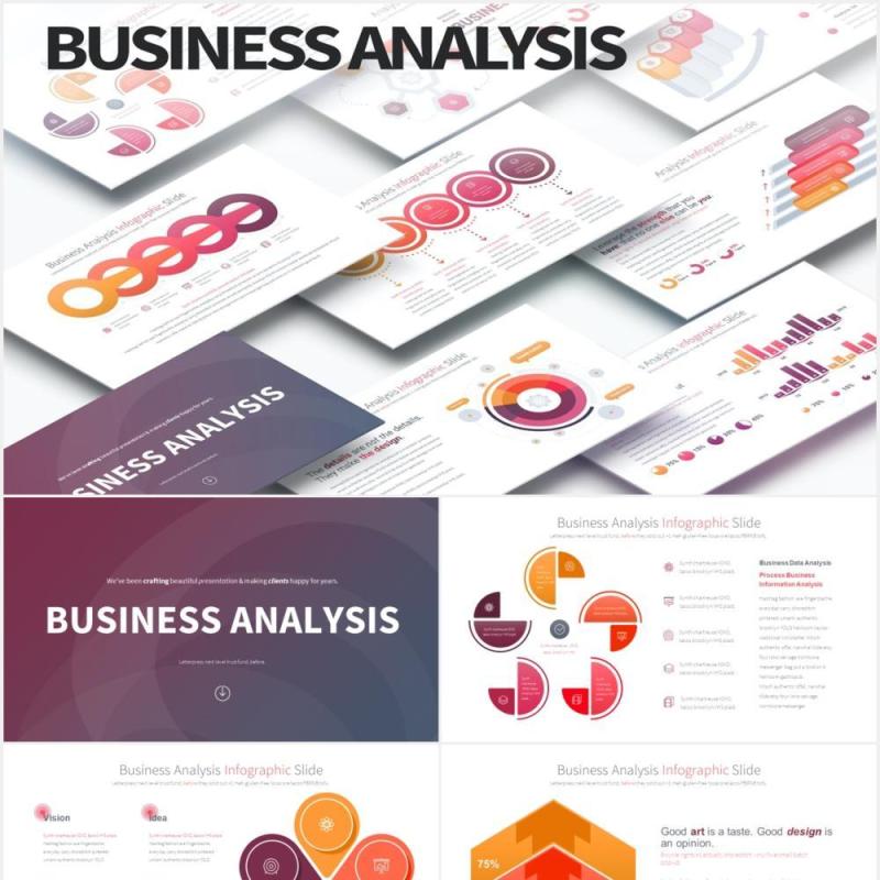 12套色系商业公司经营分析可视化图表PPT素材Business Analysis - PowerPoint Infographics