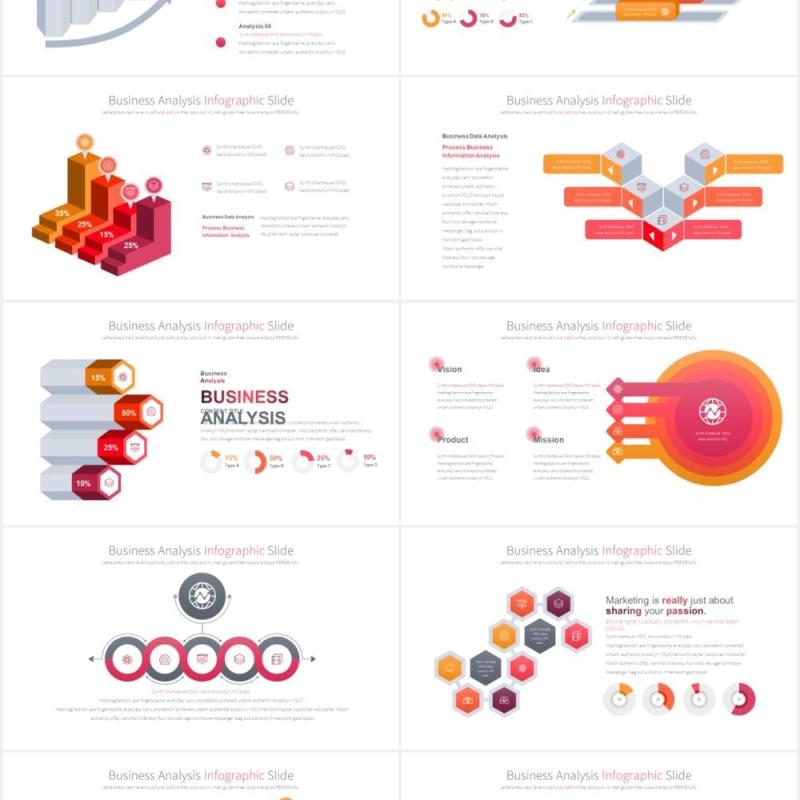 12套色系商业公司经营分析可视化图表PPT素材Business Analysis - PowerPoint Infographics