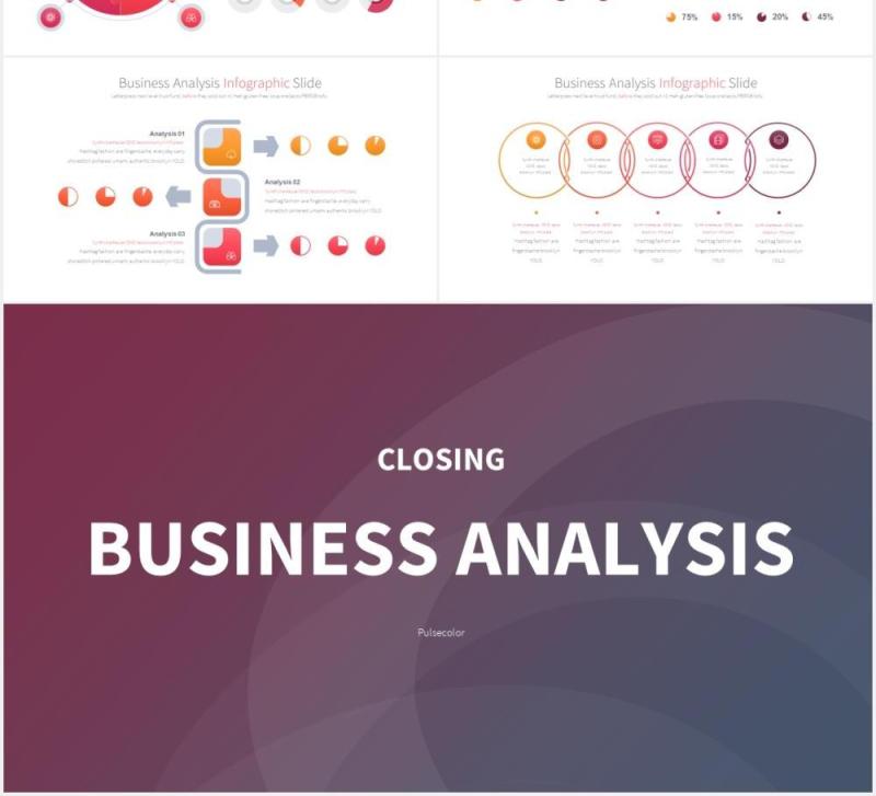 12套色系商业公司经营分析可视化图表PPT素材Business Analysis - PowerPoint Infographics