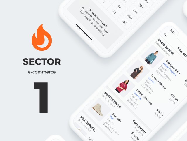 30个高质量的模板，非常适合制作电子商务应用，Sector UI Kit。电子商务