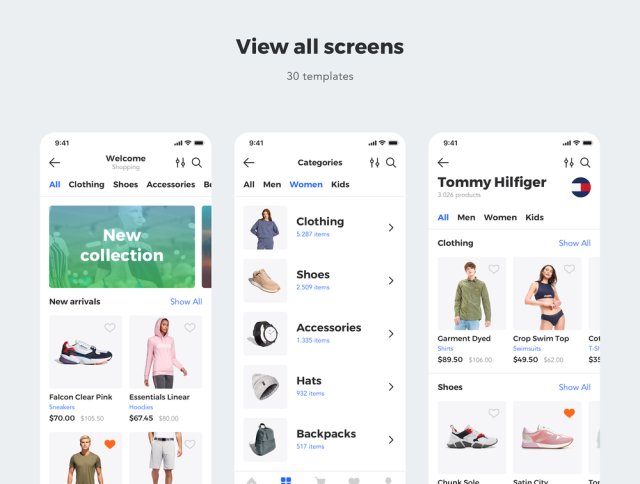 30个高质量的模板,非常适合制作电子商务应用,Sector UI Kit。电子商务 30个高质量的模板,非常适合制作电子商务应用,Sector UI Kit。电子商务