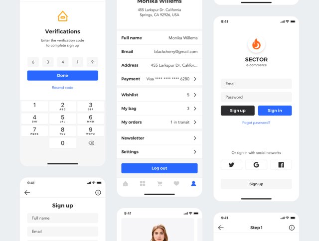 30个高质量的模板,非常适合制作电子商务应用,Sector UI Kit。电子商务 30个高质量的模板,非常适合制作电子商务应用,Sector UI Kit。电子商务