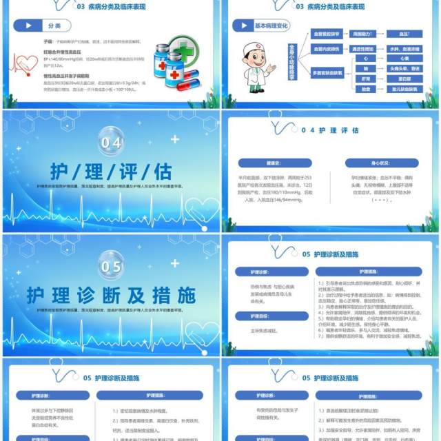 蓝色卡通风妊娠期高血压护理查房PPT模板