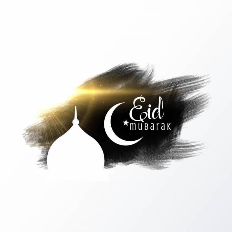与清真寺和水彩作用的eid穆巴拉克卡片设计