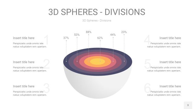 紫黄色3D球体切割PPT信息图3