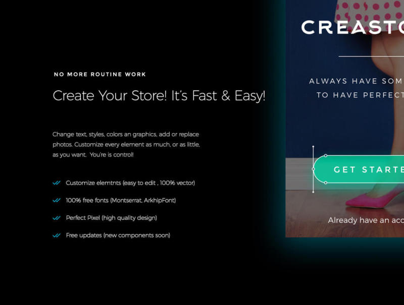 大型专业用户界面工具包，用于您的新商店，Creastore UI工具包