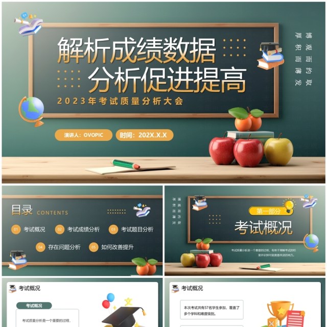 绿色卡通风考试质量分析大会PPT模板 绿色卡通风考试质量分析大会PPT模板