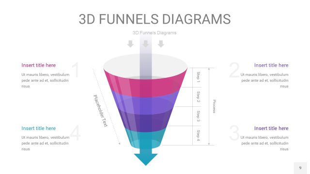 紫色3D漏斗PPT信息图表9