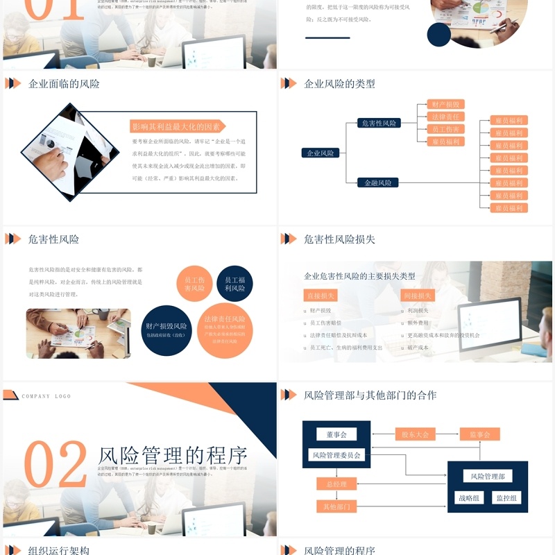蓝橙简约风企业风险管理PPT模板