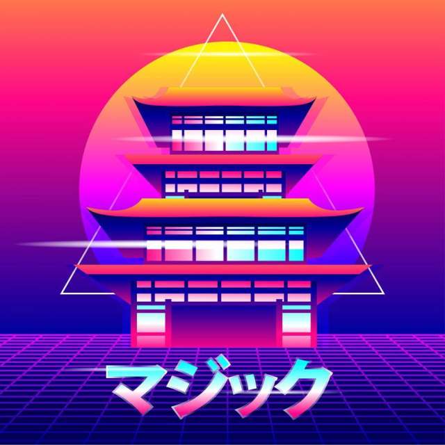 魔法神社Vaporwave矢量