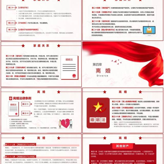 红色简约婚姻法法律条例普法宣传教育PPT模板 红色简约婚姻法法律条例普法宣传教育PPT模板