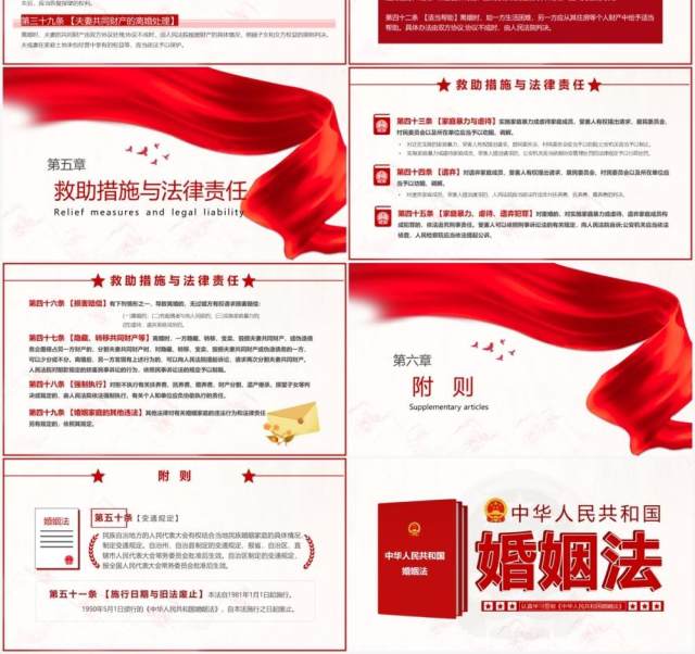红色简约婚姻法法律条例普法宣传教育PPT模板 红色简约婚姻法法律条例普法宣传教育PPT模板