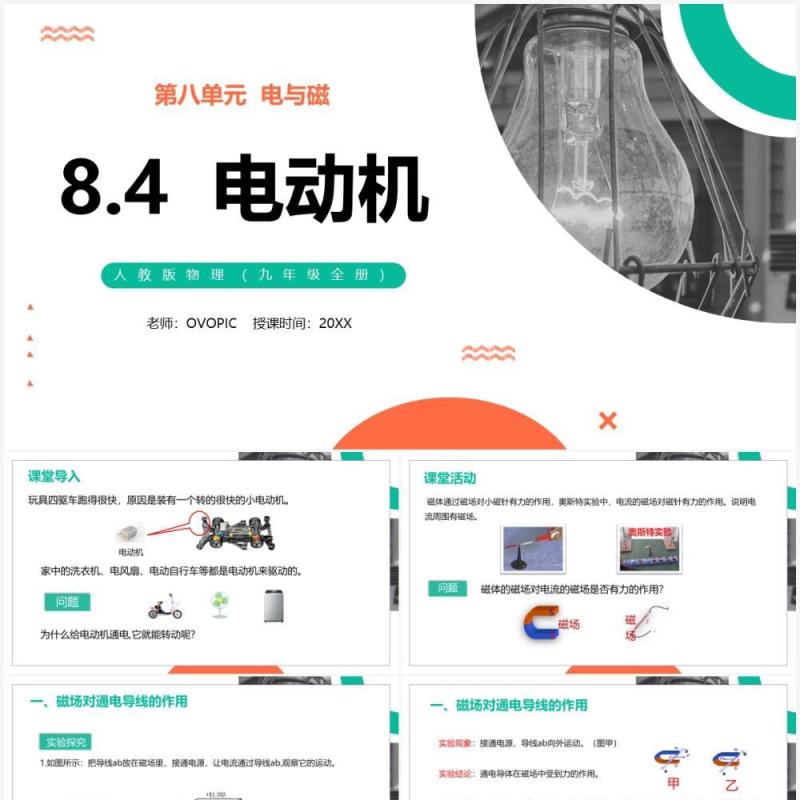 部编版九年级物理全册电动机课件PPT模板