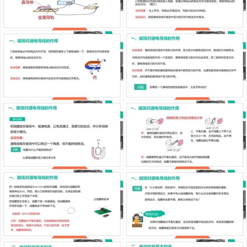 部编版九年级物理全册电动机课件PPT模板