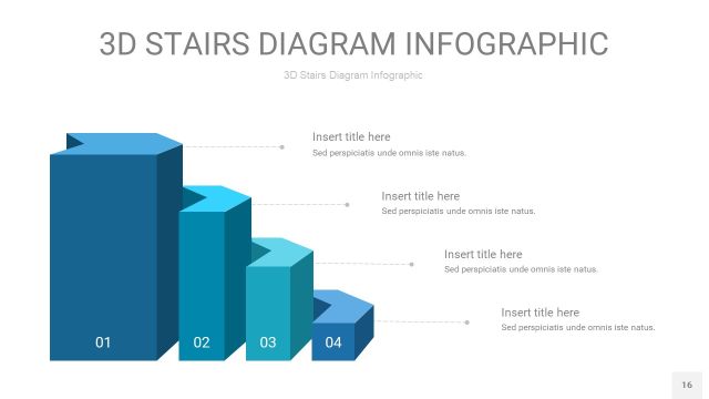蓝绿色3D阶梯PPT图表16