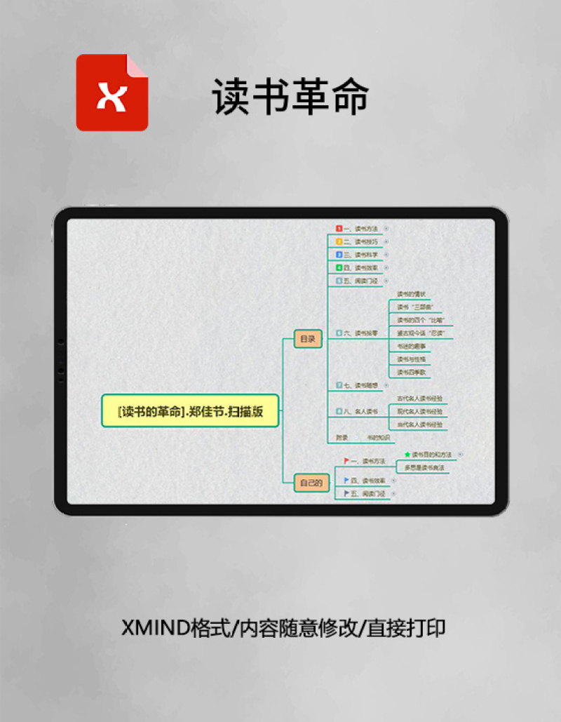 思维导图读书革命简洁XMind模板