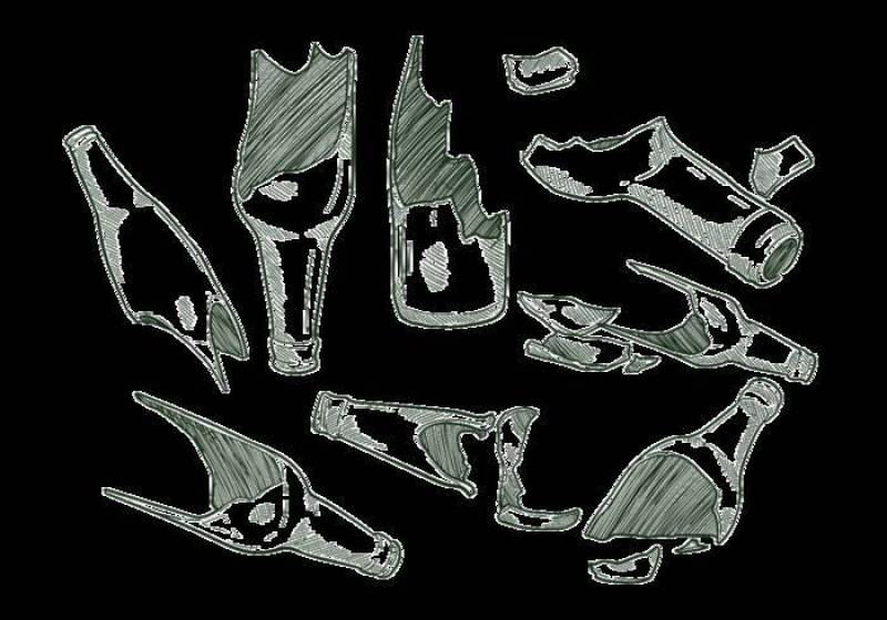 手绘破碎的瓶子