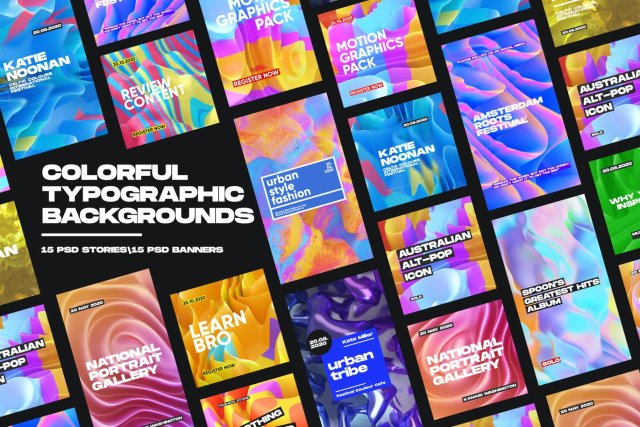 30款抽象艺术渐变平面广告包装设计彩色印刷海报背景PSD素材Colorful Typographic Backgrounds 30款抽象艺术渐变平面广告包装设计彩色印刷海报背景PSD素材Colorful Typographic Backgrounds