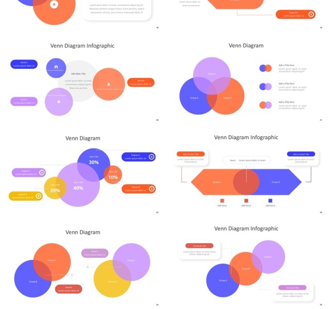 韦恩图文氏图信息图表PPT素材模板Venn Diagram - Powerpoint