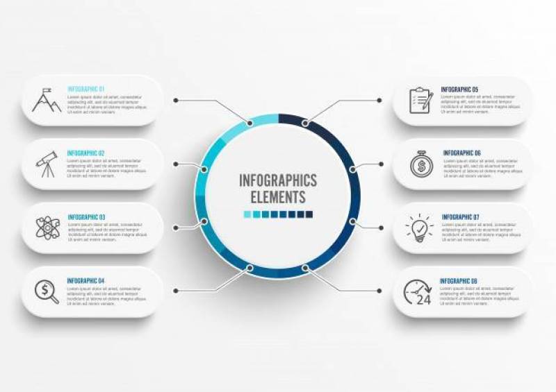 与3D纸标签的Infographic模板