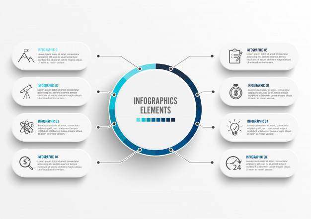 与3D纸标签的Infographic模板