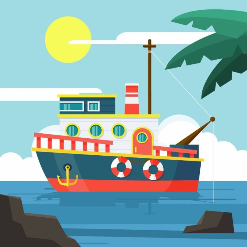 拖网渔船在平面设计中的插图