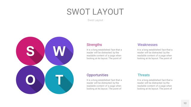 玫瑰紫SWOT图表PPT12