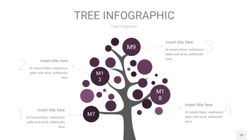 深紫色树状图PPT图表10