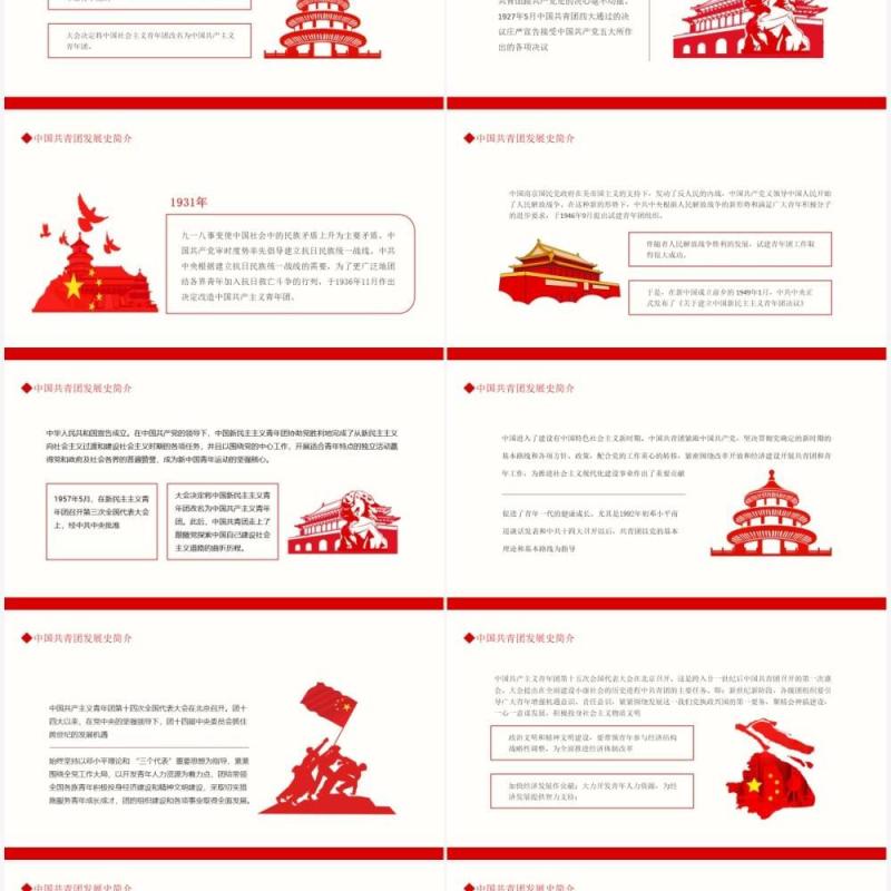 中国共青团发展史简介动态PPT模板