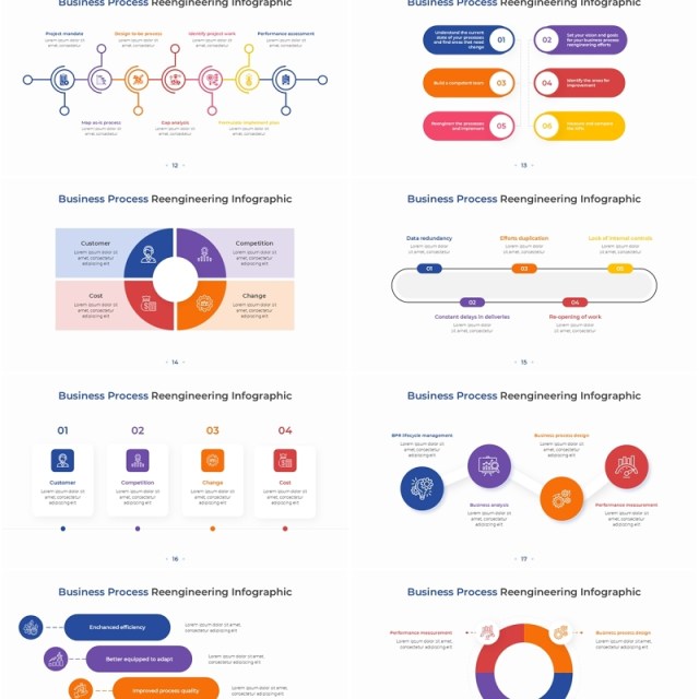 商务企业流程再造信息图PPT模板素材Business Process Reengineering Infographic