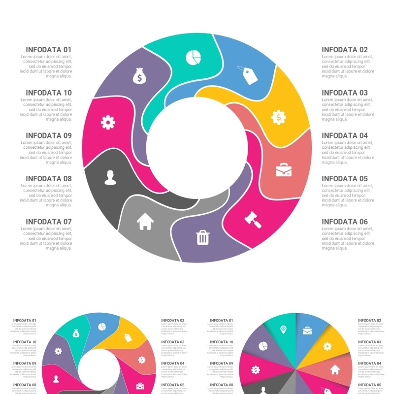 彩色十项循环图信息图表ppt素材