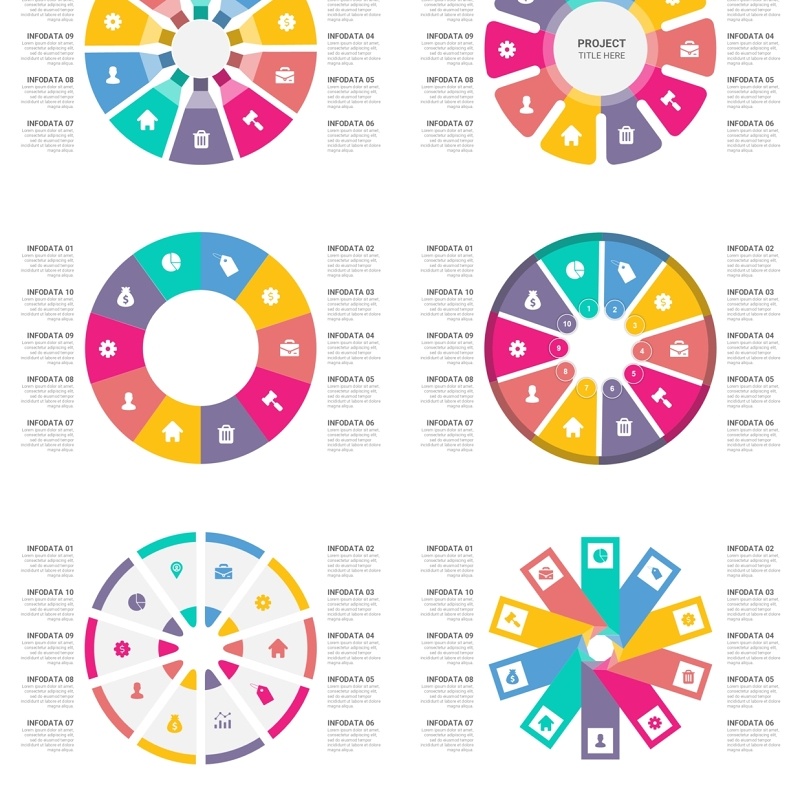 彩色十项循环图信息图表ppt素材