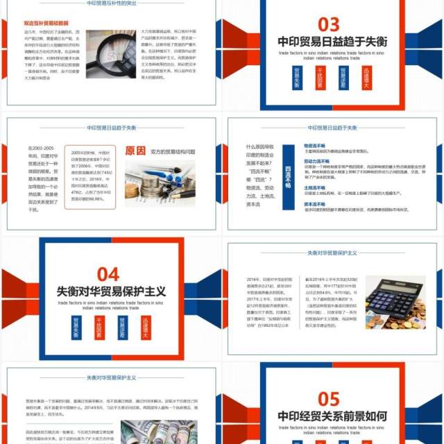简洁中印关系中的贸易因素动态PPT模板