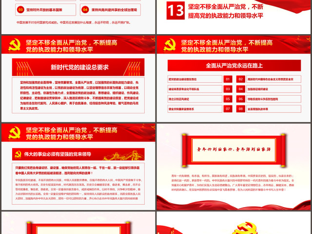 学习解读党的十九大报告PPT模板党建背景 学习解读党的十九大报告PPT模板党建背景