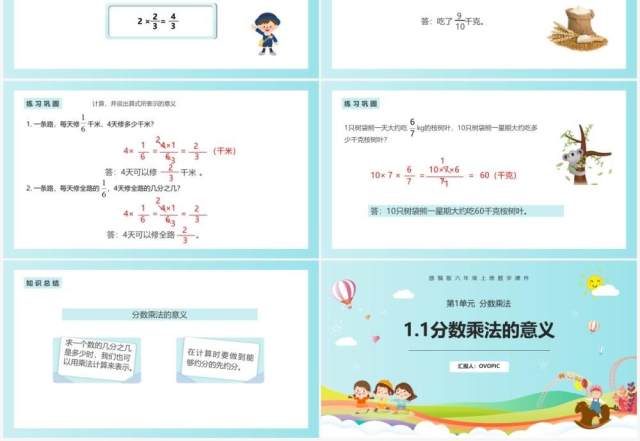 部编版六年级数学上册分数乘法的意义课件PPT模板 部编版六年级数学上册分数乘法的意义课件PPT模板