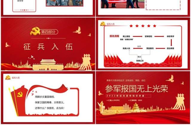 红色大气党政风参军报国无上光荣PPT模板 红色大气党政风参军报国无上光荣PPT模板
