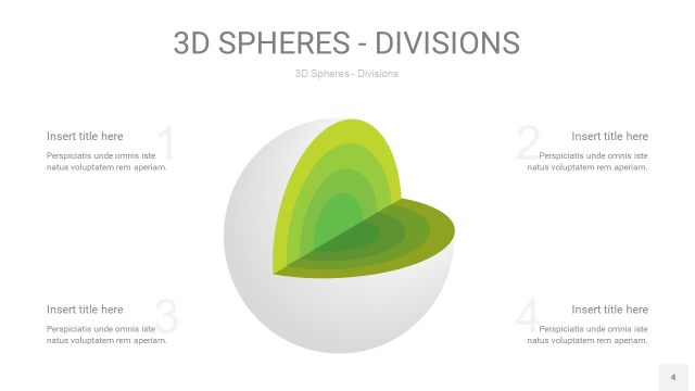 渐变绿色3D球体切割PPT信息图4