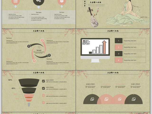 复古中国风年度总结PPT模板