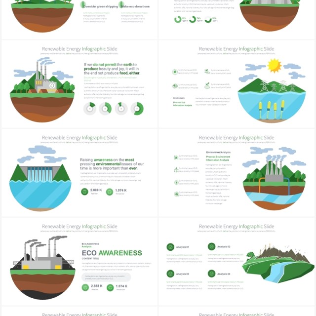 绿色系可再生能源绿色生态创意插画PPT素材RENEWABLE ENERGY