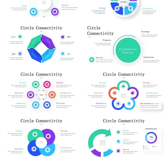 圆形信息图表PPT模板素材Circle Connectivity Infographics