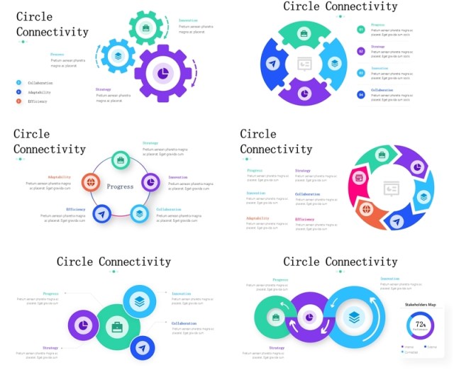 圆形信息图表PPT模板素材Circle Connectivity Infographics