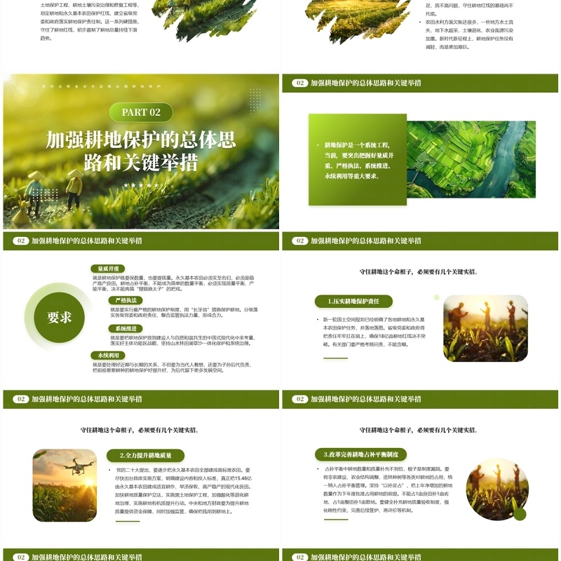 绿色简约风切实加强耕地保护PPT模板