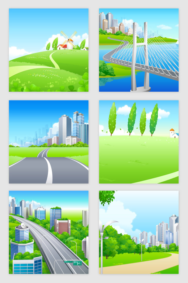 清新绿色城市矢量素材 清新绿色城市矢量素材