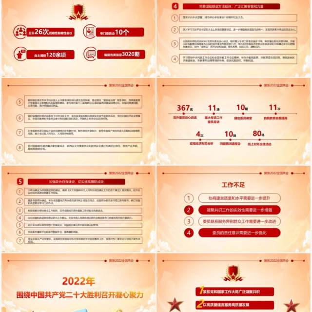 红色简约中国风聚焦2022年全国两会PPT模板 红色简约中国风聚焦2022年全国两会PPT模板