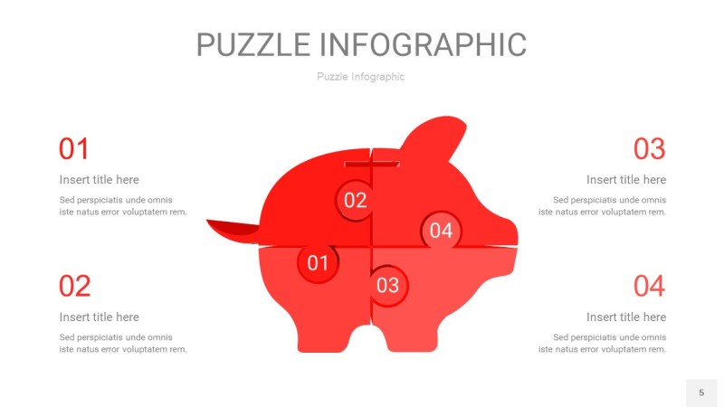 红色拼图PPT图表5
